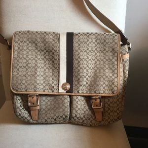 Canvas and leather Coach messenger bag